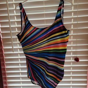 Striped color full BathingSuit, Size XL